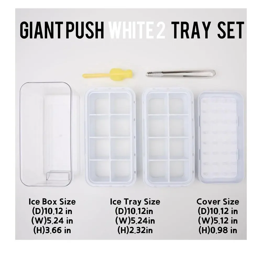 2 GiantPush Silicone‎ Large 2-Inch Ice Cube Tray with Lid, Two Tier Set BLUE